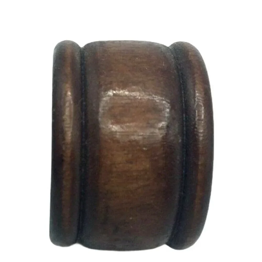 Mid Century Modern Set of 5 Beveled Carved Wood Napkin Rings Round Brown Vintage